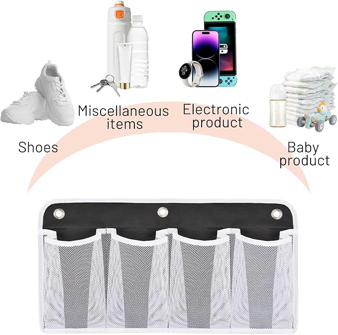 RV Shoe Storage for Bedside - 4 Pocket Wall Mounted Entryway Shoes Rack, Bed Hanging Pocket Organizer, Bedside Caddy Storage Organizer for Headboards Bunk Beds Dorm Rooms,RV & Camper Essentials