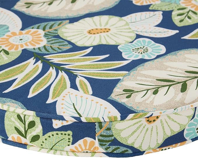 Greendale Home Fashions Outdoor 18-inch Round Reversible Seat Cushion, 2-Pack, Magnolia Floral 2 Count