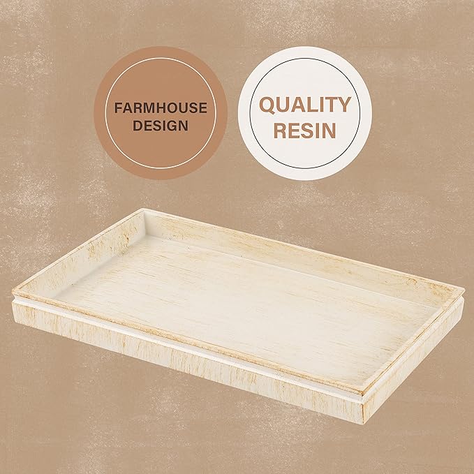 Creative Scents Rustic Luxe Decorative Coffee Table Tray - Decor Tray for Home Decor Works as a Perfume and Bathroom Counter Organizer, Ottoman Tray, or Table Centerpieces for Dining Room 10"Lx6"Wx1"H