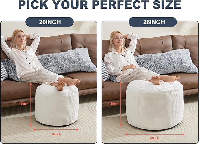 Small Pouf Ottoman Foot Rest Footstool and Ottomans Small for Couch Foot Stools for Living Room Boho Couch Ottomans White Beige Pouf Ottoman 20x15 Foot Rest Poufs Footstool