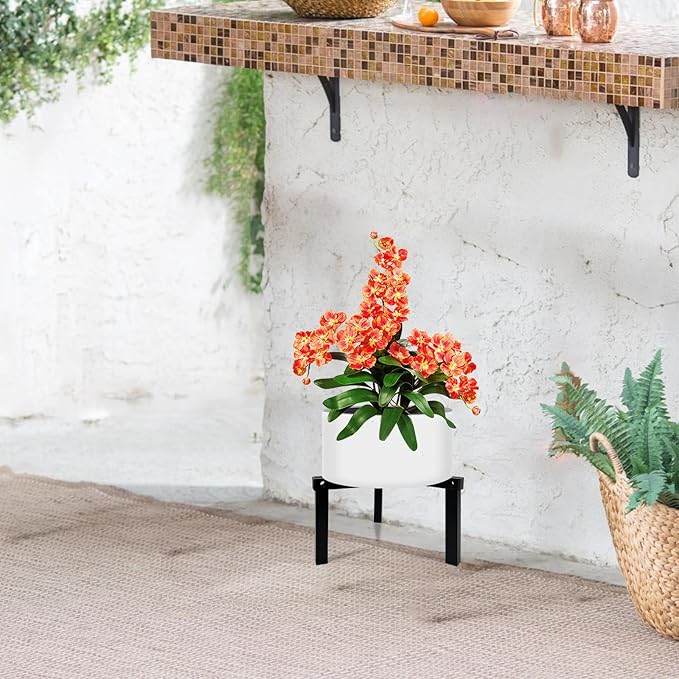 Three Legs Adjustable Metal Plant Stand for 5"-10" Plant Pot – Indoor & Outdoor (Black, 1 Pack)