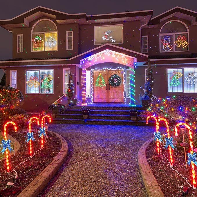 16" Christmas Window Silhouette Lights - 6 Pack Colour Lighted Bell, Angel, Candle, Nativity, Bethlehem Star, Reindeer for Holiday Indoor and Outdoor Wall Door Window Decorate