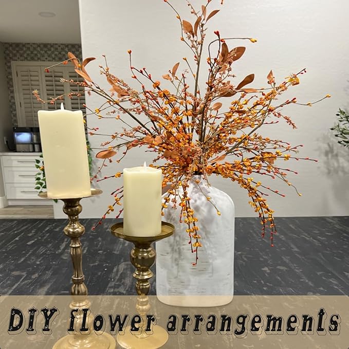 5 Pcs 29.5" Long Fake Fall Flowers Burnt Orange Jasmine Fall Floral Stems for DIY Wedding Bouquets, Thanksgiving, Autumn Home Parties, Xmas Table Centerpieces, Fireplace Vase Decorations
