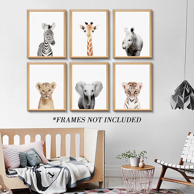 Nursery Baby Room Wall Art Decor, Jungle Nursery Baby Animals Nursery Decorations, Cute Nursery Safari Decor Baby Bedroom Decorate(8"x10", UNFRAMED)(Jungle)