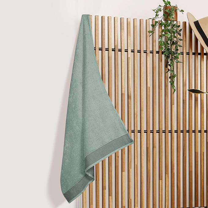 Belizzi Home Cotton 2 Pack Oversized Bath Sheet 35 x 70, Large Bath Sheet, Ultra Absorbent, Compact, Eco-Friendly and 100% Recyclable, Quick Drying and Lightweight Towel - Jade