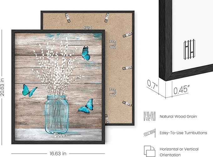 HAUS AND HUES Flower Wall Decor - Set of 4 Floral Wall Art, Floral Wall Decor, Flower Wall Art, Flower Painting with Frame, Floral Pictures Wall Decor, Flower Pictures Wall Decor (Black Frame, 16x20)