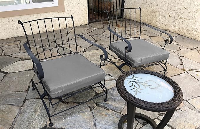 2 Pack 23X23X5 Inch Outdoor Water-Resistant Cushion Pillow Replacement Covers Only with Zipper for Patio Furniture, Sofa, Loveseat, Deep Seat Chair in Light Gray Color
