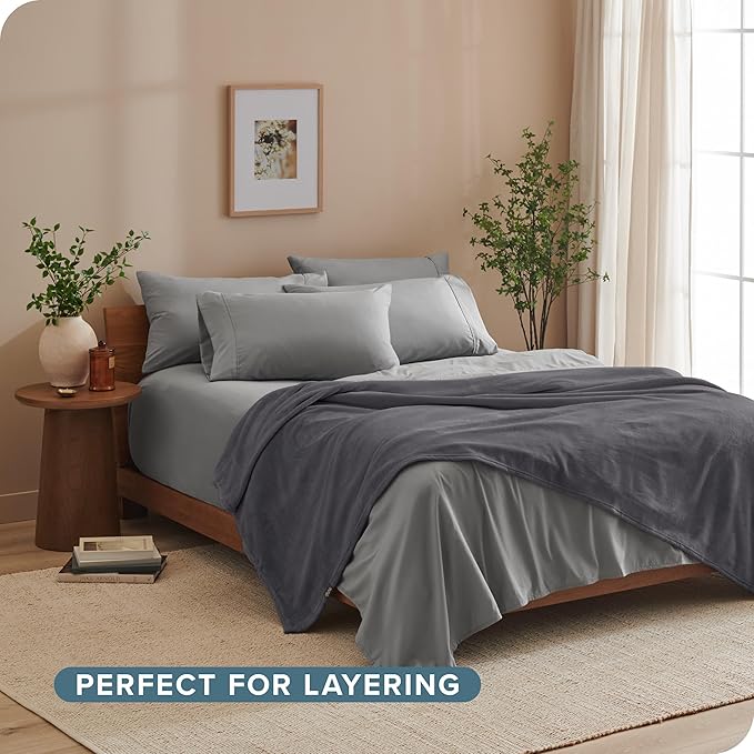 Bare Home Fleece Blanket - King Size - Ultra-Soft Lightweight for Bed, Sofa, and Couch - Luxury Microplush - Cozy Warm Blanket (King, Forged Iron Grey)