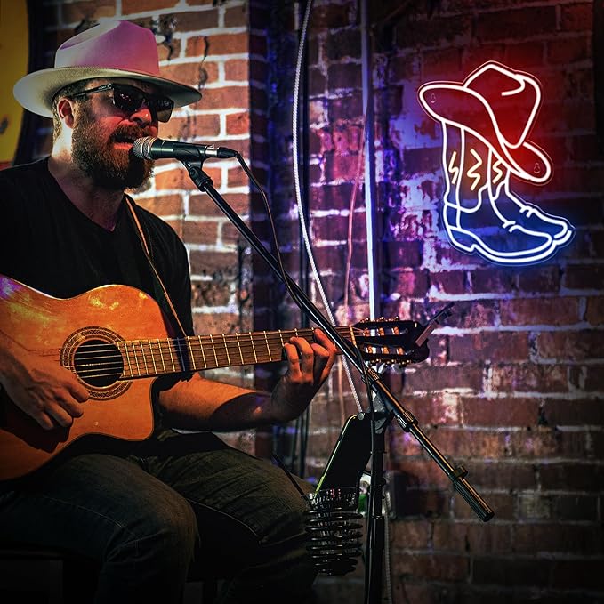 Kavaas Cowboy Boot Neon Sign, Neon Cowboy Hat Sign for Wall Decor | Western Neon Sign for Bedroom, Bar, Office, Man Cave - Best Gifts for Rodeo Enthusiast, Birthday, Christmas
