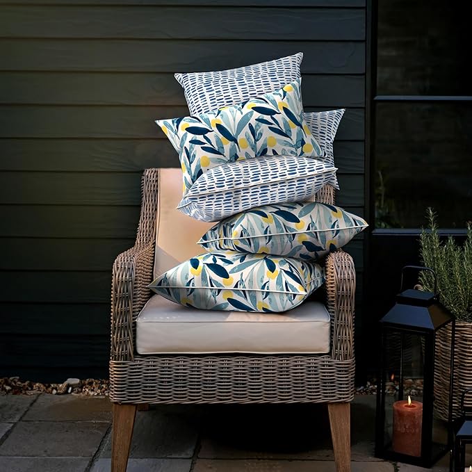 LVTXIII Pack of 2 Outdoor Throw Pillow Covers Accent Waterproof Pillow Covers ONLY, Patio Square Cushion Cases for Garden Balcony Couch Sofa Decoration 18x18 inch, Leaves Multi
