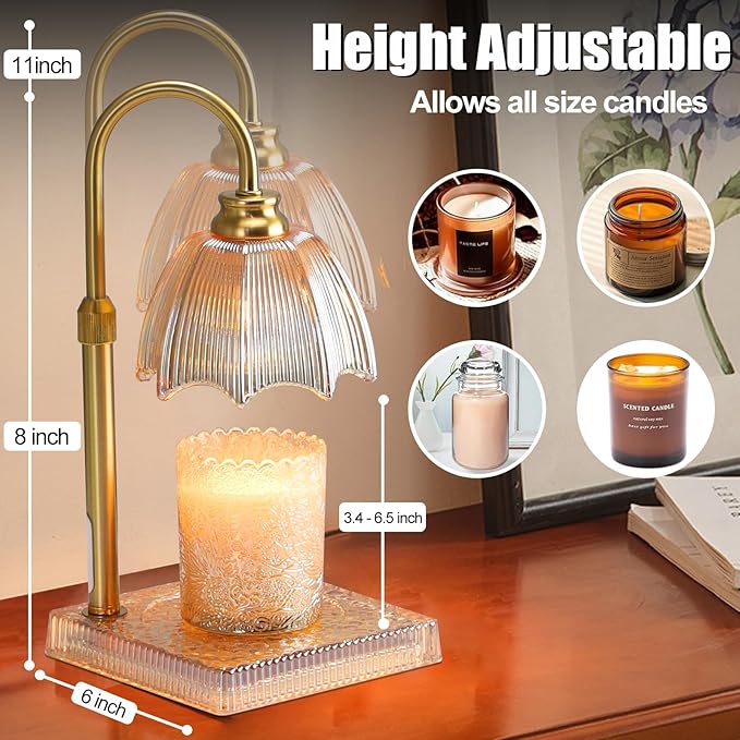 Candle Warmer Lamp with Timer - Electric Candle Wax Melt Warmer with Adjustable Height and Dimmer for Scented Candle Wax, Homer Décor and House Warming Birthday Gifts for Women Mom
