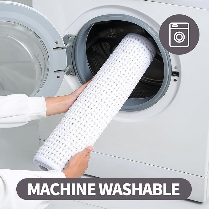 Thin White Bath Mat - 16x24, Washable Non-Slip Shower Mat for Bathroom
