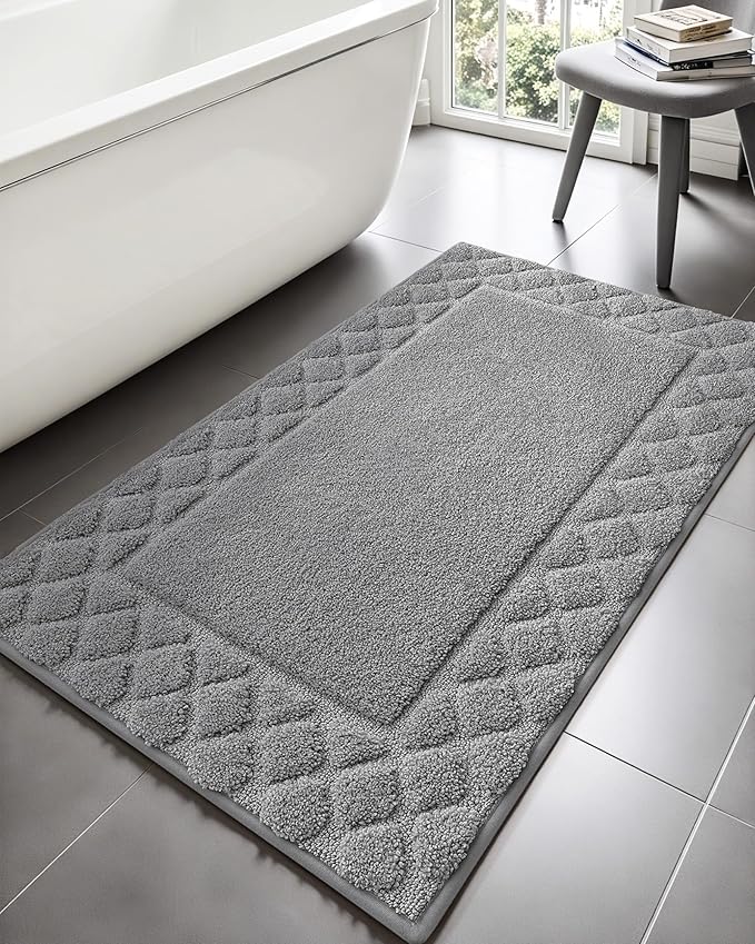Color&Geomety Large Bath Mats for Bathroom Non Slip 24"x36", Absorbent Gray Bathroom Rugs Washable, Luxury Bathroom Mat Shower Mat Outside Shower
