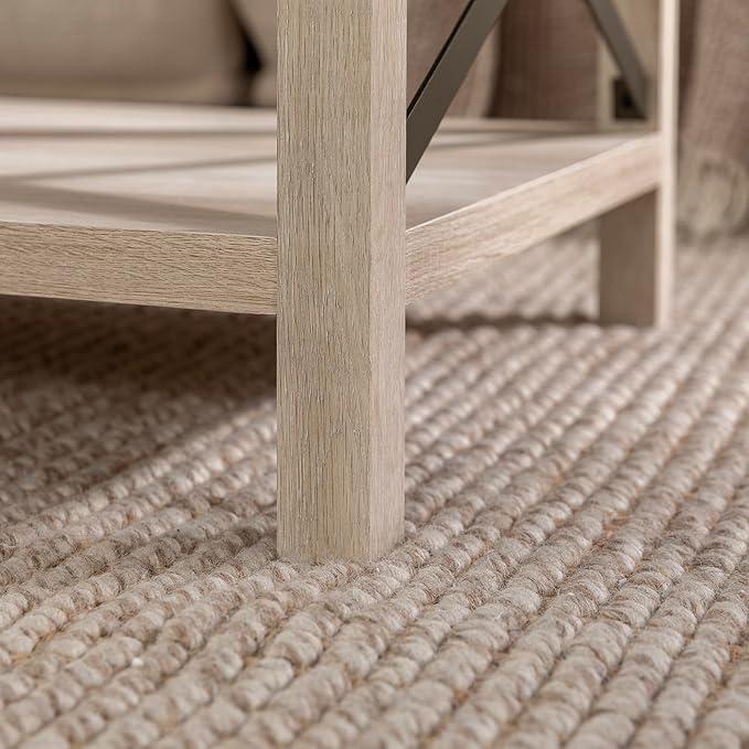 Walker Edison Sedalia Modern Farmhouse Metal X Coffee Table, 40 Inch, White Oak