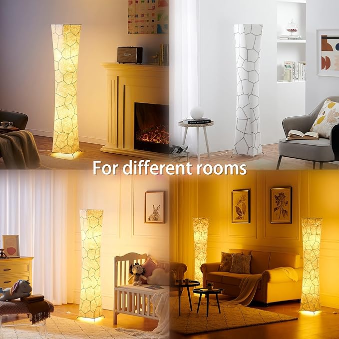 chiphy Floor Lamp, 52" Dimmable Standing Lamps, Adjustable 3 Level Brightness, 12Wx2 LED Bulbs,2400 Lumen, Marble Fabric Shade, Elegant Modern for Bedroom Living Room Kids Room