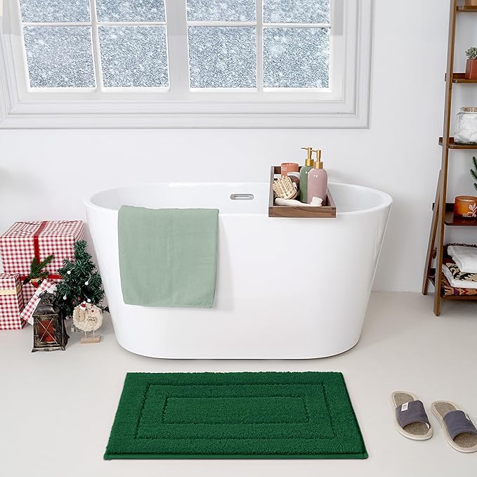 GRANNY SAYS Green Bathroom Rugs Non Slip, 20" x 32", Bath Rugs for Bathroom, Small Bath Rug Washable,Absorbent Bath Mats for Floor, Microfiber Bath Mat for Tub, Absorbent Shower Rugs