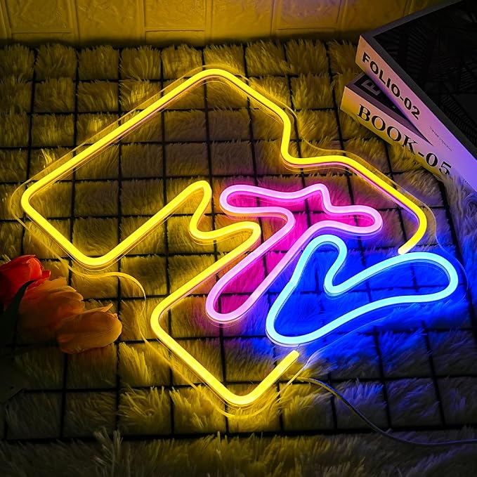 Neon Sign for Wall Decor - MTV Neon Light Up Sign Yellow LED Neon Light for Bedroom, Music Room, Record Room, Recording Studio, Bar Decoration