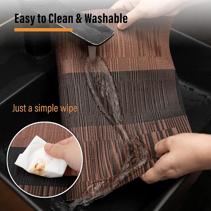 Winknowl Placemats, Set of 8 Heat Resistant Stain Resistant Non-Slip Woven Vinyl Insulation Placemats, Washable Durable Elegant Table Mats for Dining (Coffee)