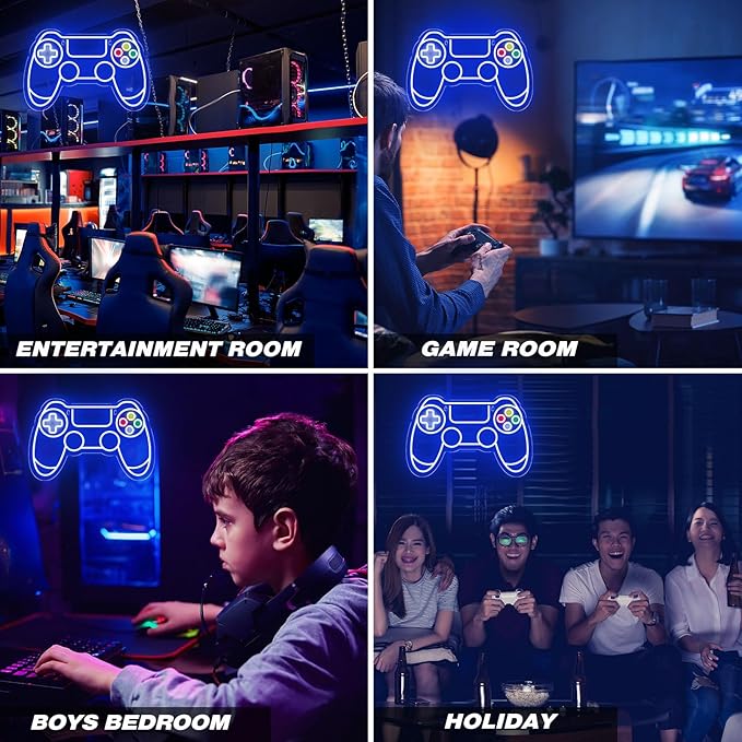 Gamer Neon Sign, Gamepad Shaped LED Neon Sign for Gamer Room Decor, Gaming Neon Sign for Boys Room Decor, Neon Gaming Sign for Gaming Wall Decor, USB Powered Gamer Gifts for Teens, Boys, Kids