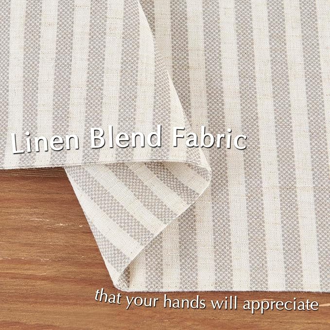 JINCHAN Linen Striped Placemats Set of 4 Gray Farmhouse Cloth Place Mats Sturdy Table Mats Soft Washable Placemats for Kitchen Dining Table Double Layer Heat Resistant Tablemats 13x19 Inch Grey