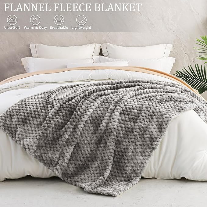 Exclusivo Mezcla Queen Size Soft Fleece Blanket, 90x90 Inches Stylish Jacquard Velvet Blanket for Bed, Fuzzy Cozy Lightweight for All Season, Tie-dye Grey