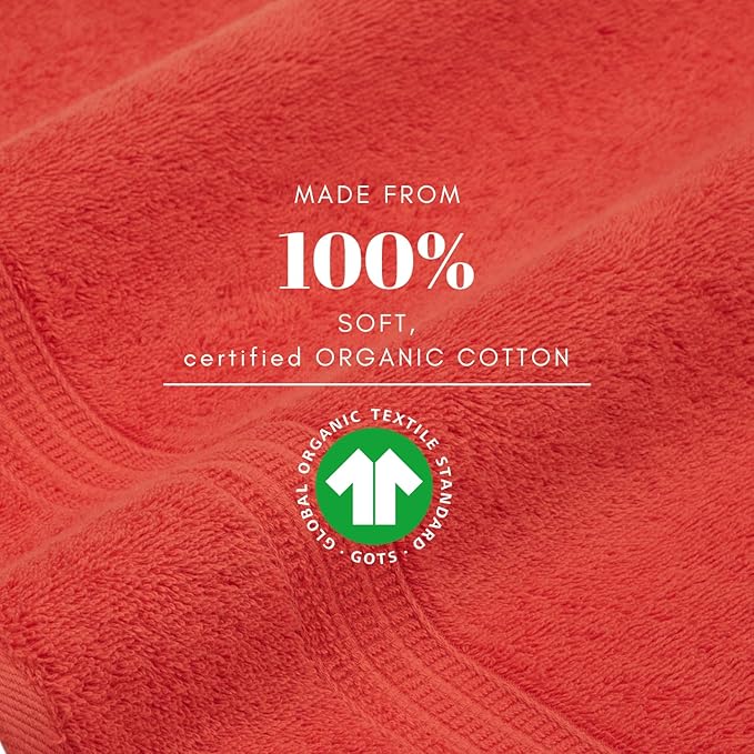 HOMELOVER 6 Piece Towel Set - 100% Organic Cotton 2 Bath Towels & 4 Hand Towels - 500 GSM, Hotel & Spa Quality, Soft, Quick Dry, Highly Absorbent Bathroom Essentials (Coral Orange)