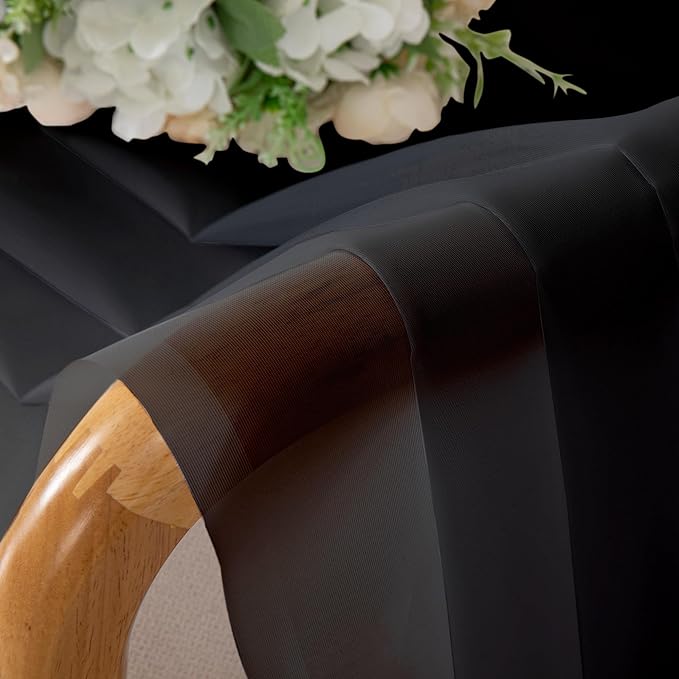 Aiyufeng 2 Panels Black Sheer Valance 14 Inch Length, Short Curtains for Bedroom, Kitchen Curtains for Small Window, Dual Rod Pocket (40 by 14 Inches Long)