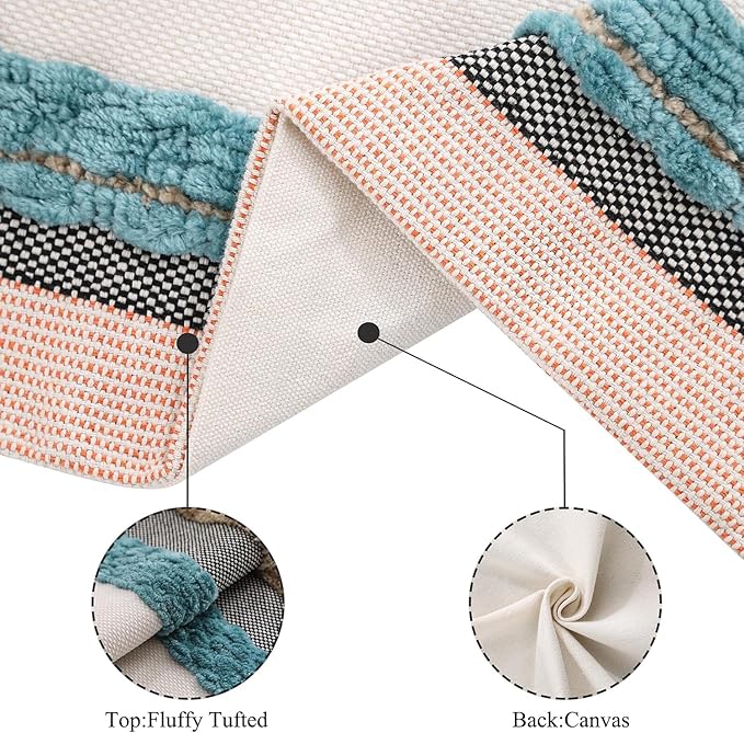 Tosleo Decorative Throw Pillow Covers 18x18 Set of 2 Boho Chenille Tufted Pillow Cover Textured Pillow Covers Striped Pillow Cases Accent Pillow Cases Farmhouse Cushion Case for Sofa Couch Bed,Blue