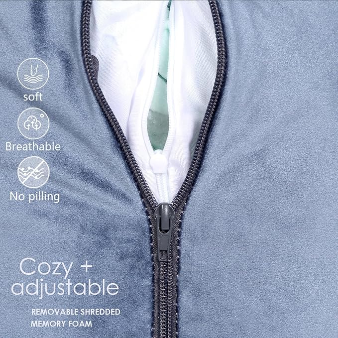 Reading Pillow 31”Wx21”H Back Pillow for Bed Sitting Up, Bed Pillow with Shredded Memory Foam with Arm Backrest, Back Support Pillow with Leg Pillow and Pocket for Reading/Gaming/Relaxing