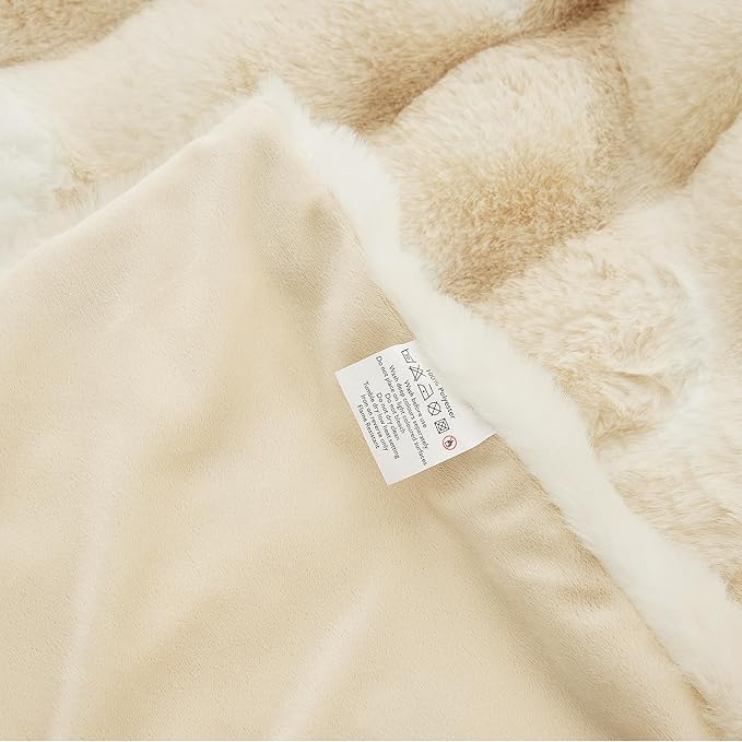 Tie-dye Camel Fuzzy Ultra Soft Bed Comfy Blanket 60x80 Cozy Faux Fur Throw Blanket for Living Room Thick Fluffy Furry Blanket Home Gifts 860 GSM