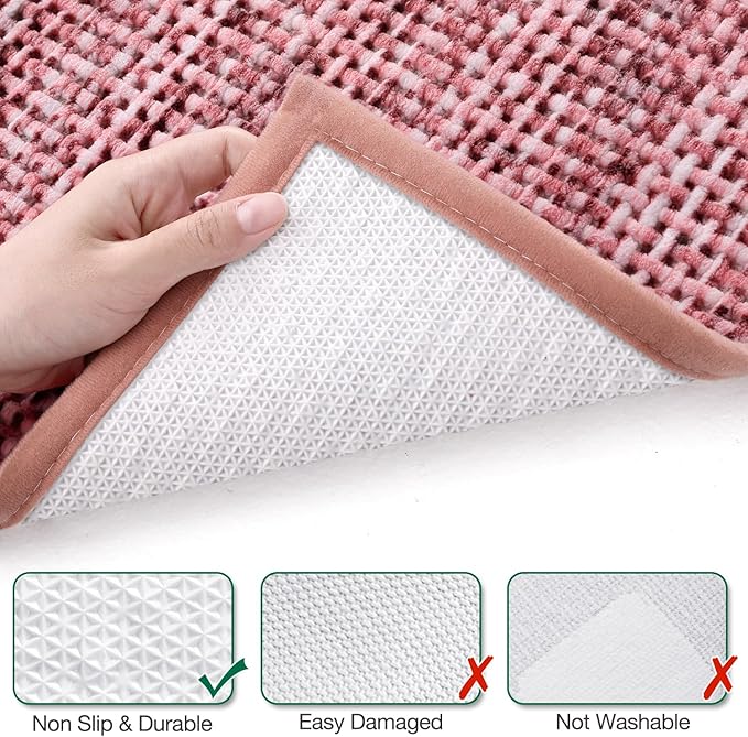 LUMI Chenille Bathroom Rugs, 24"x36" Extra Soft Non Slip Absorbent Bath Rugs, Washable Bath Mats for Bathroom Floor Tub and Shower, Red