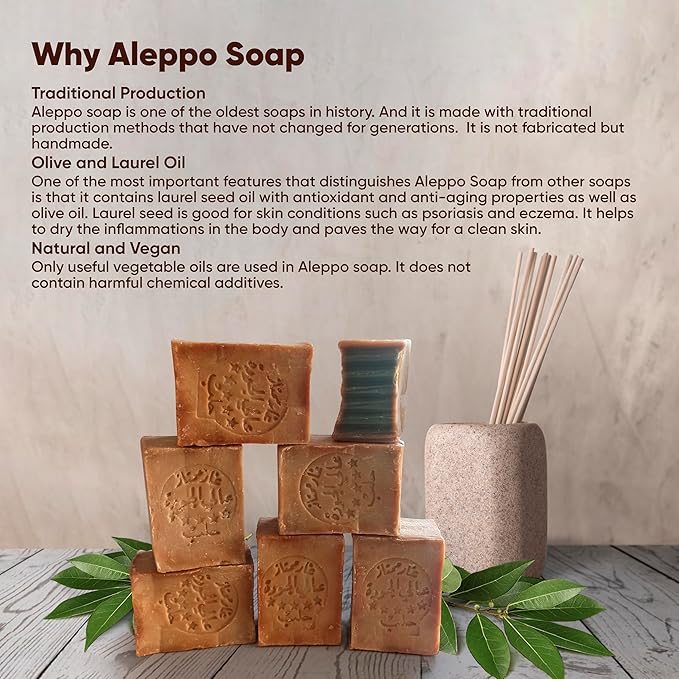 Aleppo Soap (4 Pack - 7 oz each)%20 Laurel Oil,%80 Olive Oil, Traditional Production, Natural - Vegan – Handmade