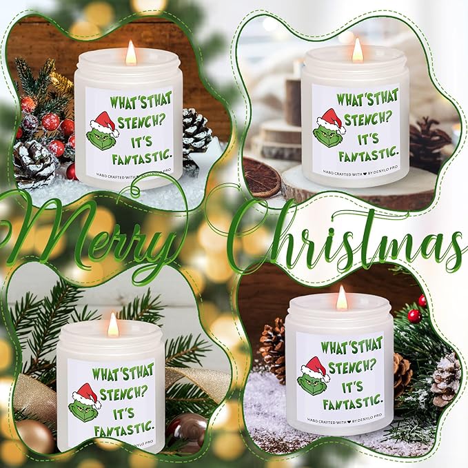 Sweet Scented Soy Candles - Christmas Green Elf Jar Aromatherapy Candles for Home, New Year & Winter