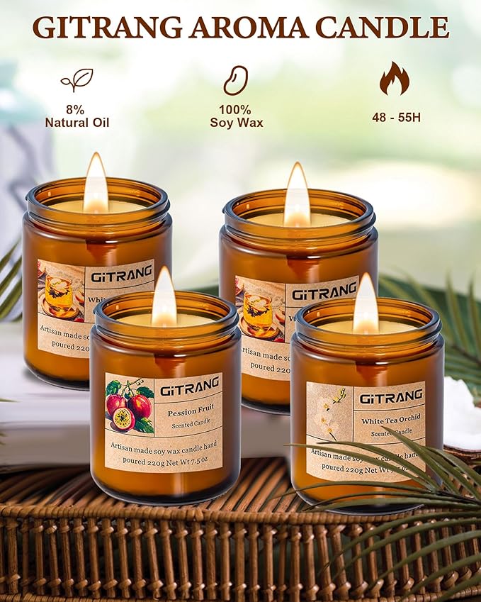 4 Pack Scented Candle Set, 30OZ 200H Long Lasting Home Aromatherapy Candles, Jar Candles Gift for Birthday Anniversary and Thanksgiving Day Present