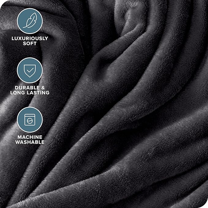 Bare Home Fleece Blanket - King Size - Ultra-Soft Lightweight for Bed, Sofa, and Couch - Luxury Microplush - Cozy Warm Blanket (King, Forged Iron Grey)