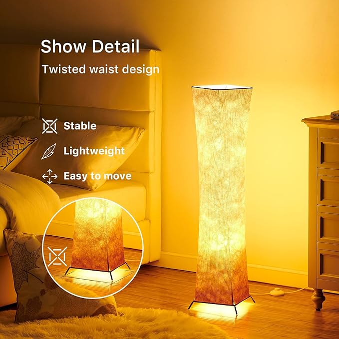 chiphy Floor Lamp, Dimmable 39" (XS) Tall Standing Lamp, 3 Levels Adjustable Brightness LED Bulbs, Column Floor Light, Red Gradient Fabric Lampshade, Home Decor for Living Room, Bedroom, Kids Room