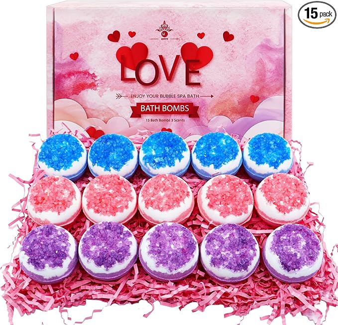 Birthday Gifts for Child 4-12 Years Old, 15-Pack Bath Bombs Gift, Handmade Natural Bathbombs with Dead Sea Salt Essential Oils, Spa Relaxation Birthday Gifts