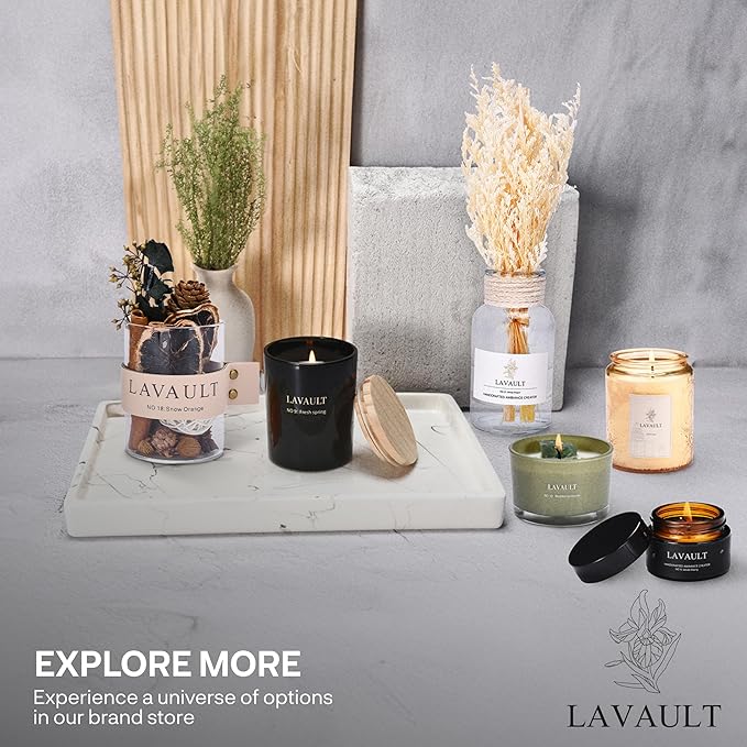 Scented Diffuser - Glass Jar with Dried Herbs and Flower - Reed Diffuser Gift Set - Long-Lasting Fragrance and Relaxing Atmosphere - Bathroom Fragrance - Snow Orange
