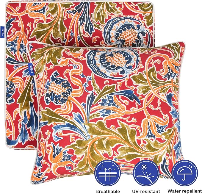 Deep Seat Cushions, Outdoor Cushions, Patio Furniture Cushions, Deep Seat & Back Cushion Patio Cushions with Rmoveable Cover for Backyard Couch Sofa Fade Resistant (22x22x3 in, Vintage Red)