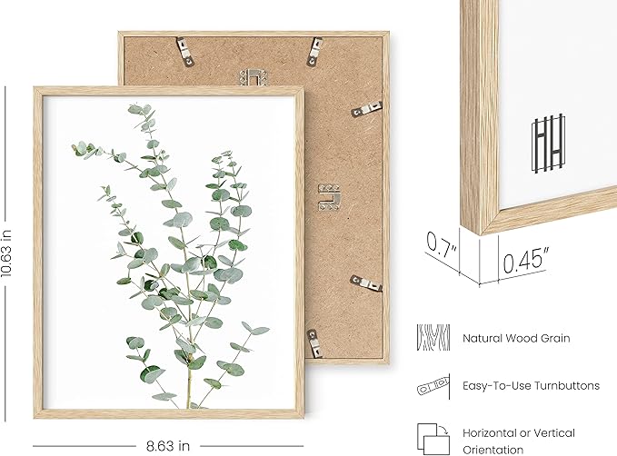 HAUS AND HUES Botanical Plant Wall Art Prints - Set of 4 Plant Wall Decor Prints, Floral Kitchen, Flower Leaves Wall Art, Boho Leaf Eucalyptus Wall Decor, Green Botanical Poster (Beige Frame, 8x10)