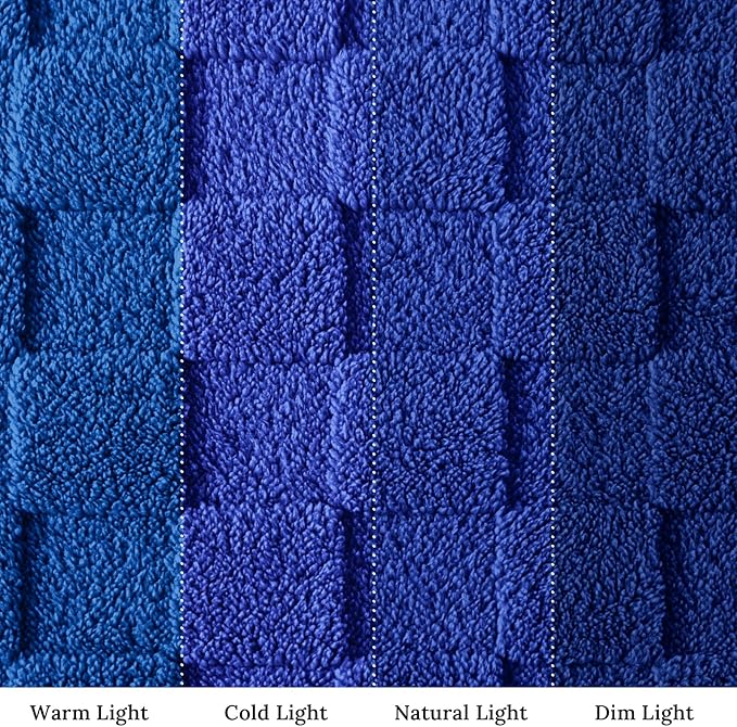 Exclusivo Mezcla King Size Flannel Fleece Blanket, Super Soft and Warm Lightweight Checkered Pattern Blankets for All Seasons, 90x104 Inches, Cobalt Blue