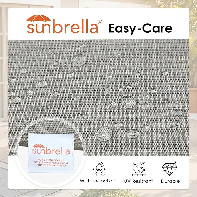 Sunbrella Outdoor High Back Chair Cushion, 2 Pack 48 x 24 inches Patio Chair Cushions Water Repellent Rocking Cushions Indoor Furniture Seat Pad with 2 Pillows, Specrtum Pebble
