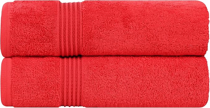 Superior Egyptian Cotton Bath Sheet Set, Oversized Towels for Home Bathroom, Master, Guest Bath, Decor Essentials, Quick Dry, Absorbent, Large Body Towel, Spa, Hotel, Resort, Set of 2, Red