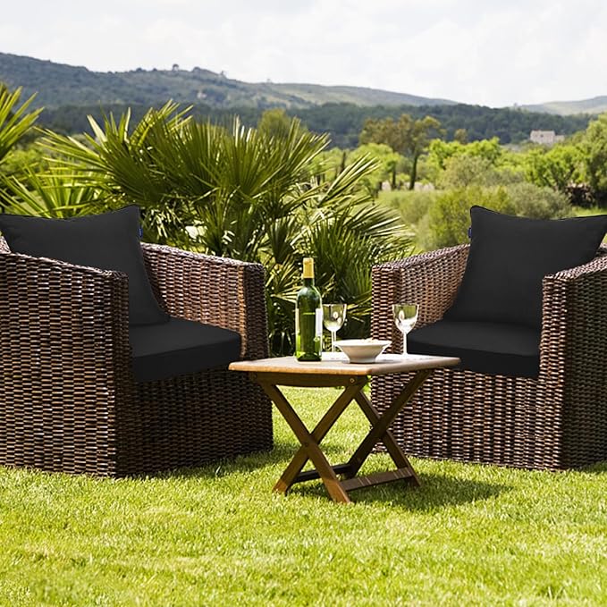 Deep Seat Cushions, Outdoor Cushions, Patio Furniture Cushions, Deep Seat & Back Cushion Patio Cushions with Rmoveable Cover for Backyard Couch Sofa Fade Resistant (22x24x4 in, Solid Black)
