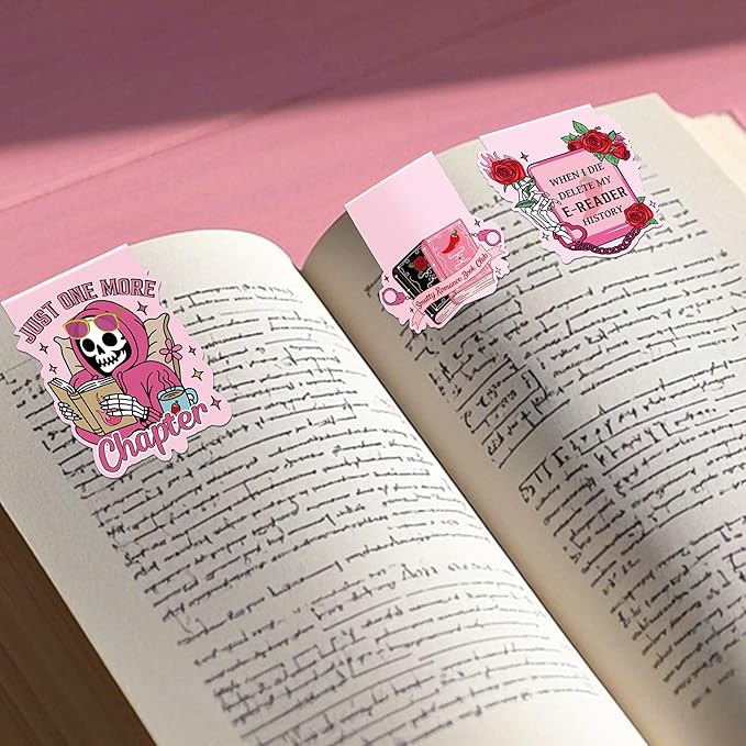 Funny Spicy Magnetic Bookmarks: 8 Pcs Smutty Romance Book Mark for Reading Women, Pink Unique Magnet Page Markers Clips, Bookish Gifts for Women Adults Book Lovers