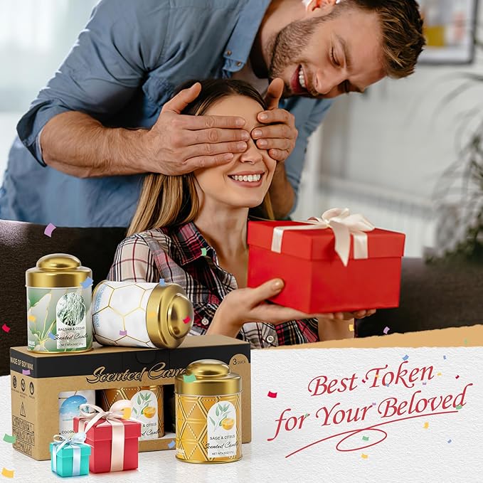 3-Pack Aromatherapy Candle Set - Balsam & Cedar, Sage & Citrus, Coconut & Beach Scented Candles 4.5oz Each | 25+ Hour Relaxing Long-Lasting Burn | Natural Soy Candles for Home, Gifts & Christmas