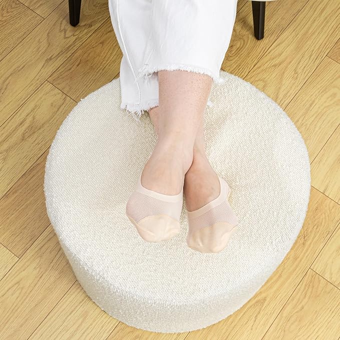 Asuprui Supportive Boucle Pouf Ottoman Foot Rest Elevate Your Living Room Decor with Lightweight Pouf Filler Modern Foam Stuffed Poof Perfect to Rest Your Feet White