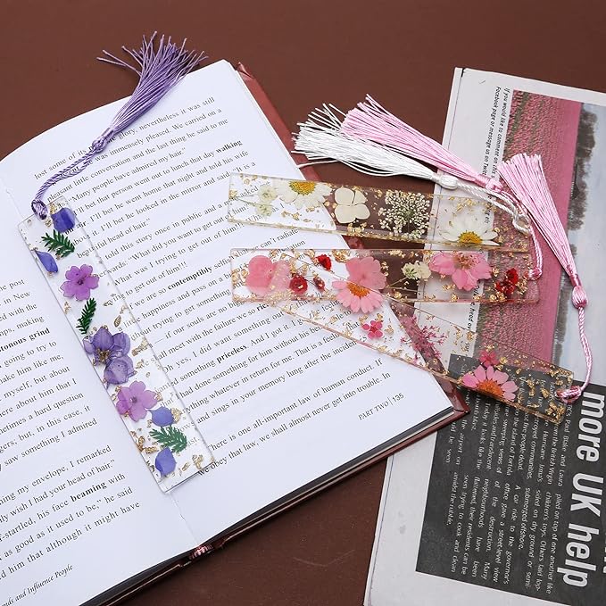 Book Marks for Book for Women, Kaluofan 3PCS Cute Bookmarks for Women, Durable Handmade Resin Bookmarks, Perfect Gift for Mothers Teachers Friends Book Lovers on Mother's Day Teachers'Day Christmas