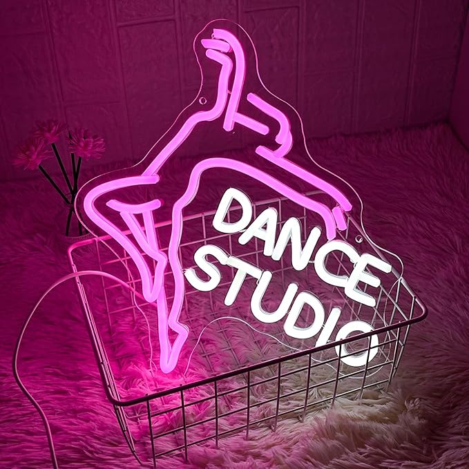 Dance Studio Neon Sign Dance Enthusiasts Neon Signs for Dance Studio Wall Decor White Letter Neon Light Sign for Dancing Party,Bar Accessories,Valentines' Day