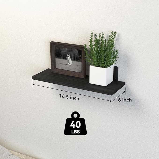Floating Shelves, 5 Sets Wall Shelves, Wood Floating Shelves for Bedroom Wall Décor, Wall Mounted Floating Bathroom Shelf for Storage, Floating Book Shelf, Living Room – Black
